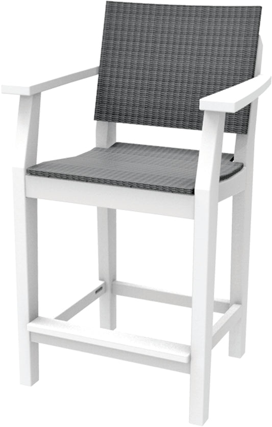 Seaside Casual Recycled Plastic MAD Balcony Arm Chair WOVEN (COUNTER HEIGHT) - LEAD TIME TO SHIP 4 TO 6 WEEKS
