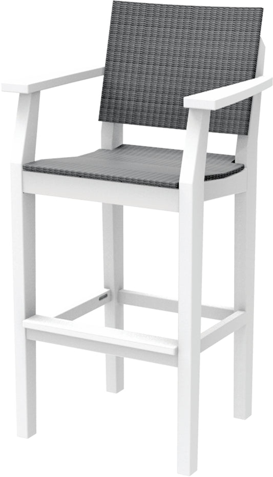 Seaside Casual Recycled Plastic MAD Bar Arm Chair (WOVEN) (BAR HEIGHT) - LEAD TIME TO SHIP 4 TO 6 WEEKS