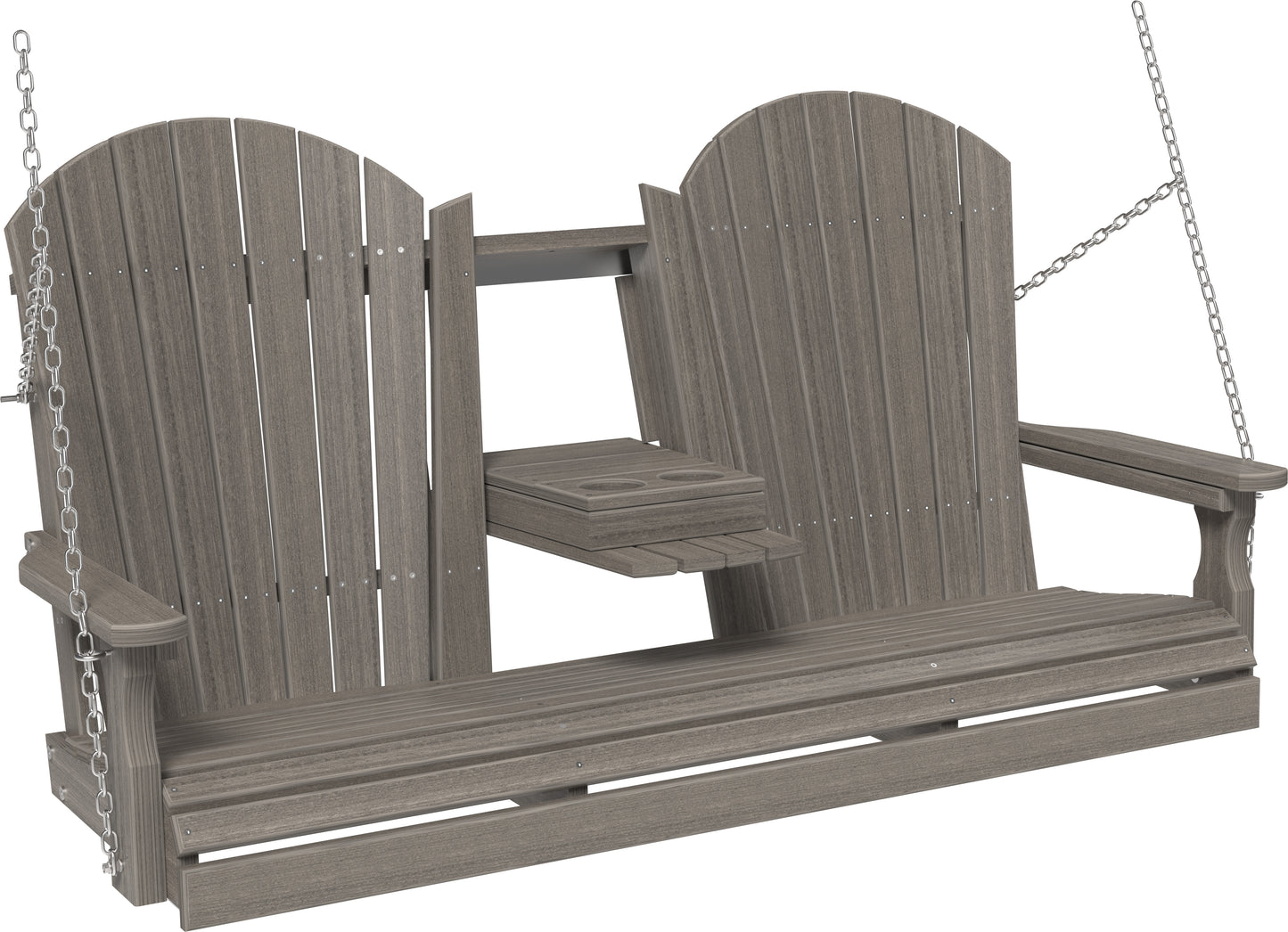 LuxCraft Adirondack 5ft. Recycled Plastic Porch Swing with Flip Down Center Console  - LEAD TIME TO SHIP 7 BUSINESS DAYS OR LESS