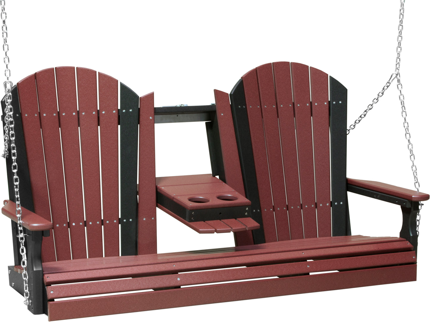 LuxCraft Adirondack 5ft. Recycled Plastic Porch Swing with Flip Down Center Console  - LEAD TIME TO SHIP 7 BUSINESS DAYS OR LESS