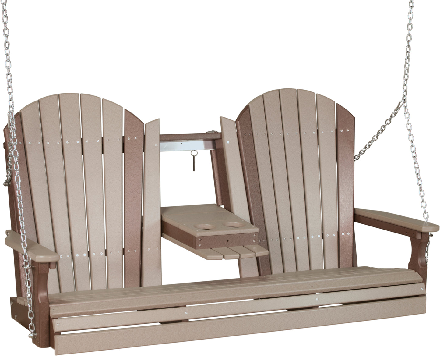 LuxCraft Adirondack 5ft. Recycled Plastic Porch Swing with Flip Down Center Console  - LEAD TIME TO SHIP 7 BUSINESS DAYS OR LESS