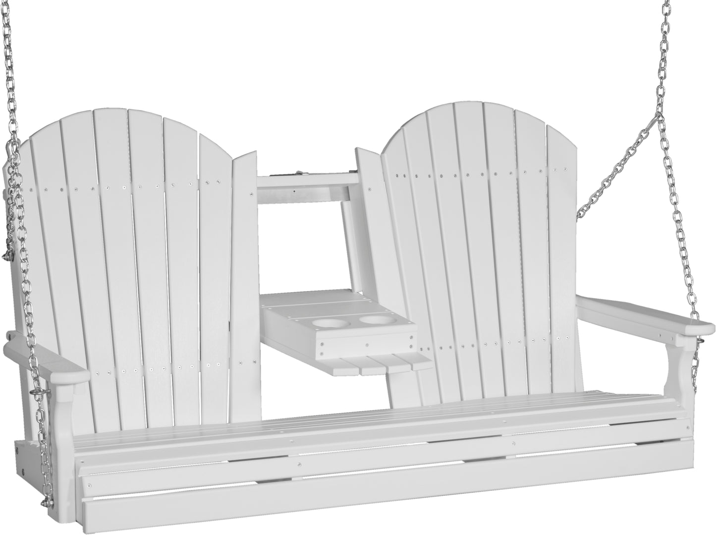 LuxCraft Adirondack 5ft. Recycled Plastic Porch Swing with Flip Down Center Console  - LEAD TIME TO SHIP 7 BUSINESS DAYS OR LESS