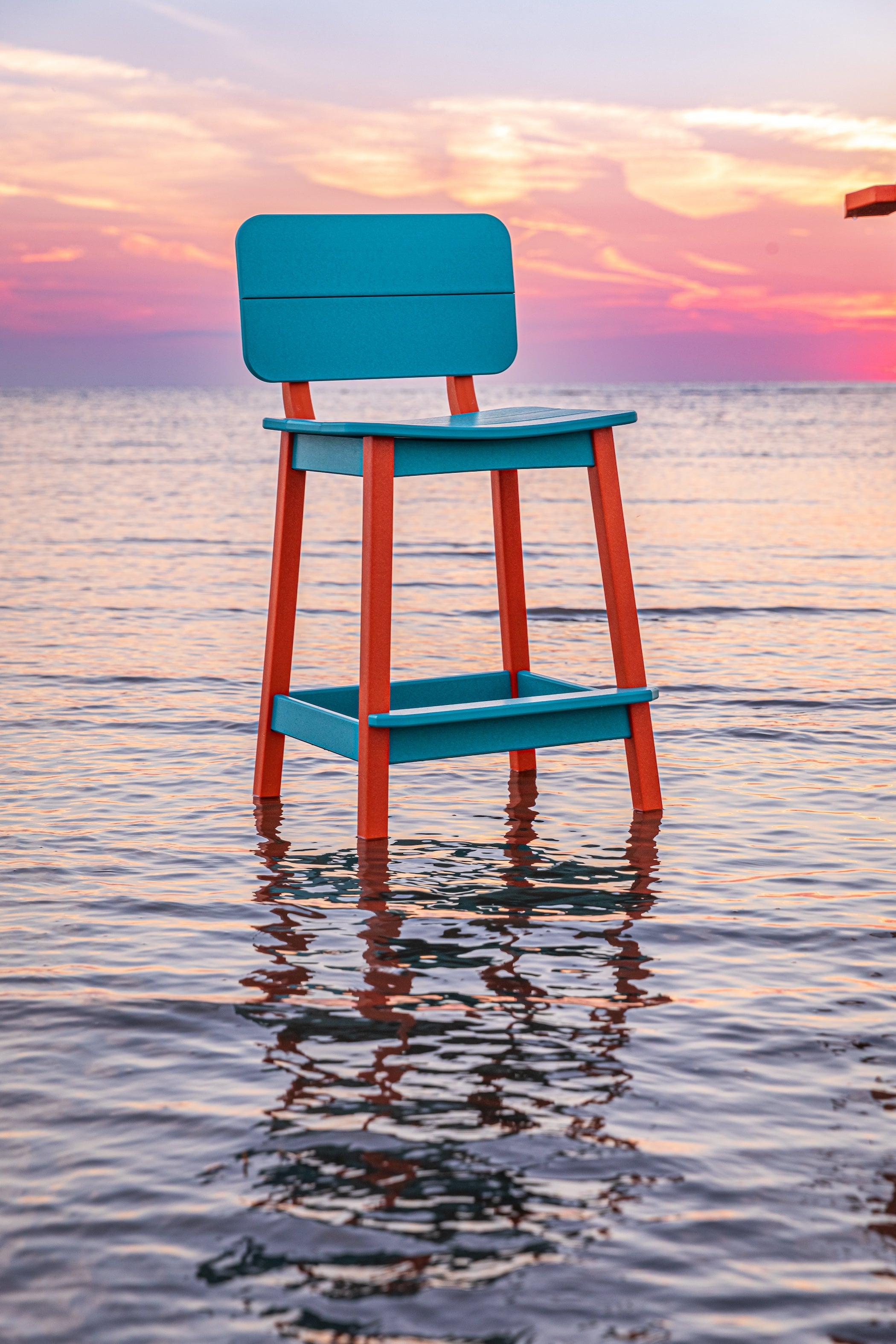 Surf Table Bar Height Saddle Stool- Lime Green