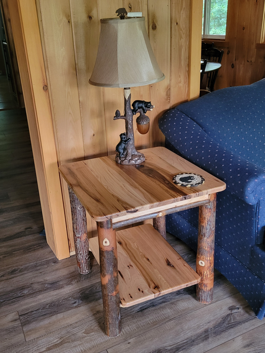 A&L Furniture Co. Hickory Solid Wood End Table with Shelf - LEAD TIME TO SHIP 10 BUSINESS DAYS