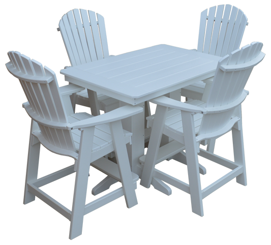 Bryton Park Poly Furniture Recycled 4' Plastic Table Plastic with Fanback Balcony Chairs 5 Piece Set (Counter Height) - LEAD TIME TO SHIP 10 BUSINESS DAYS