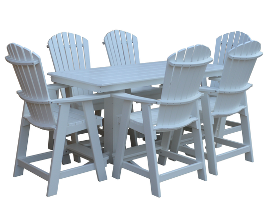 Bryton Park Poly Furniture Recycled 6' Rectangular Table with Fanback Balcony Chairs 7 Piece Set (Counter Height) - LEAD TIME TO SHIP 10 BUSINESS DAYS