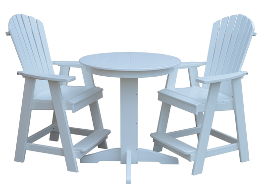 Bryton Park Poly Furniture Recycled Plastic 33in. Round Counter Table with Fanback Balcony Chairs 3 Piece Set (Counter Height) - LEAD TIME TO SHIP 10 BUSINESS DAYS