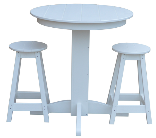 Bryton Park Poly Furniture Recycled Plastic 33in. Round Table Counter Stools 3 Piece Set (Counter Height) - LEAD TIME TO SHIP 3 WEEKS OR LESS