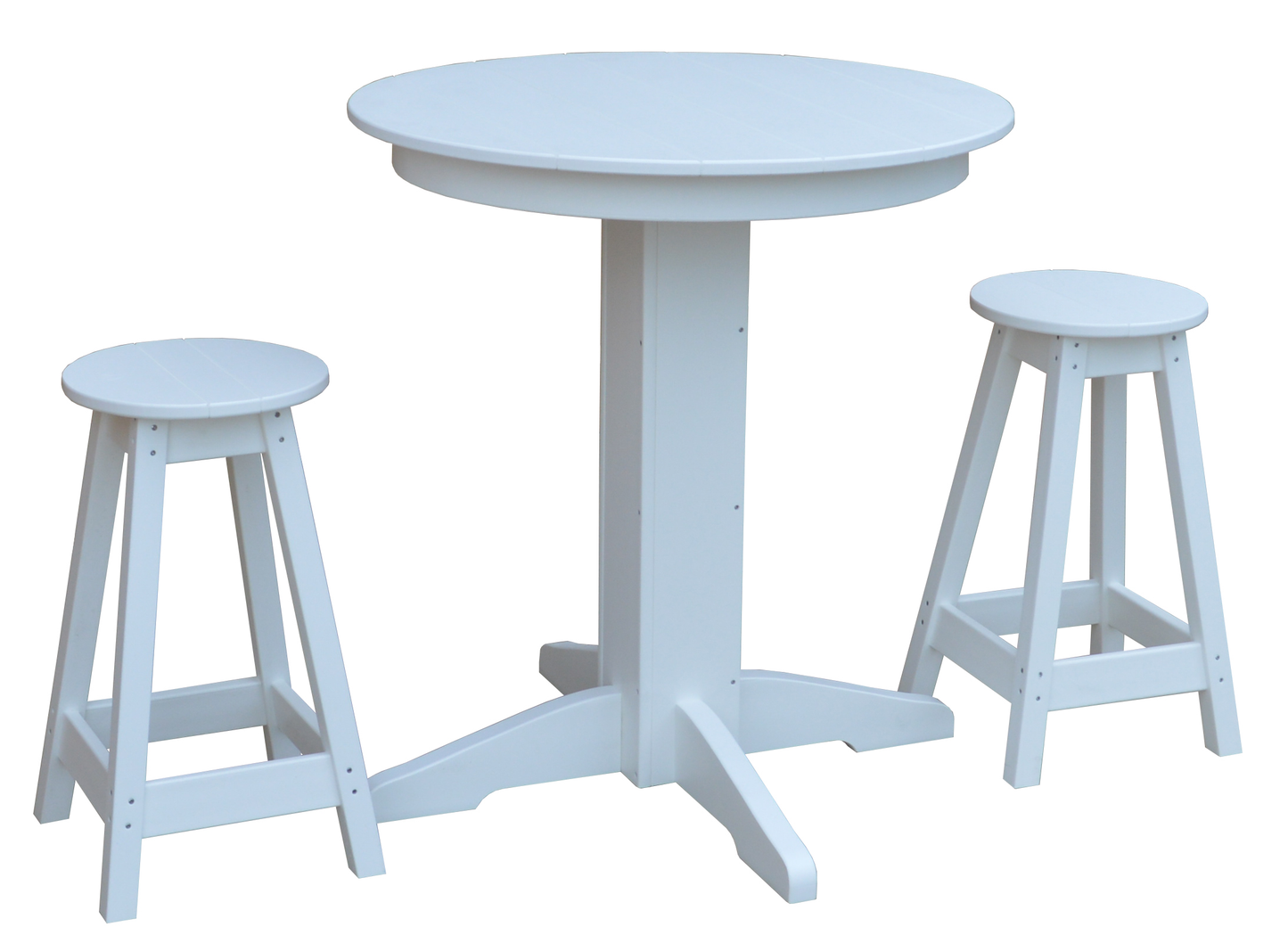 Bryton Park Poly Furniture Recycled Plastic 33in. Round Table Counter Stools 3 Piece Set (Counter Height) - LEAD TIME TO SHIP 3 WEEKS OR LESS