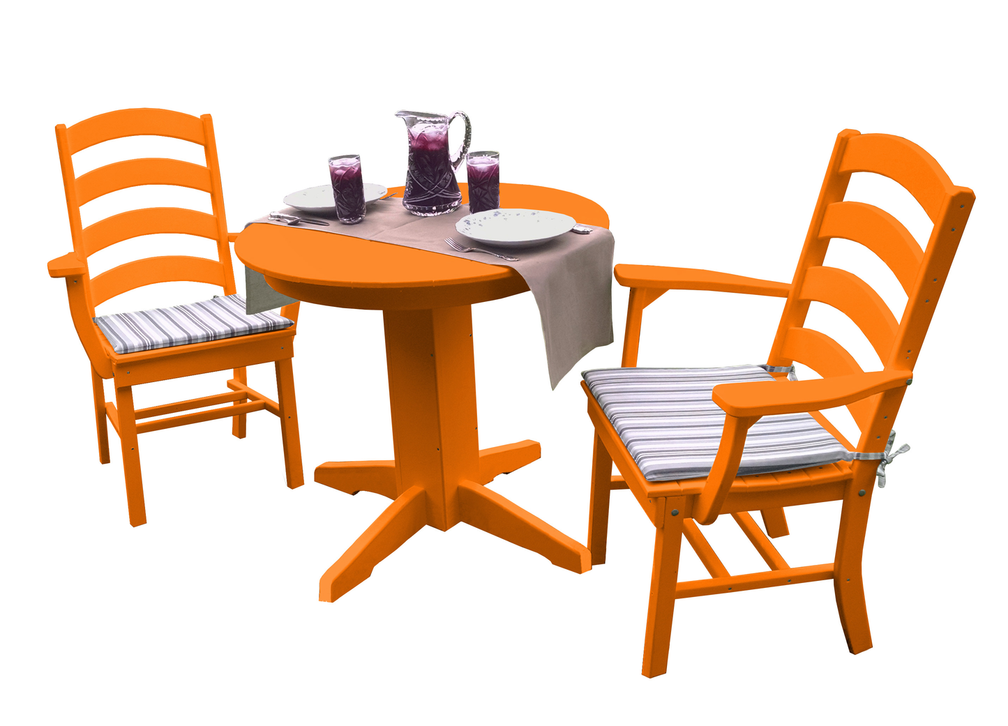 Bryton Park Poly Furniture Recycled Plastic 3 Piece Round Dining Arm Chair Dining Table Set - LEAD TIME TO SHIP 3 WEEKS OR LESS