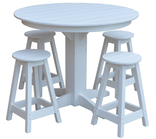 Bryton Park Poly Furniture Recycled Plastic 44in. Balcony Table with 4 Round Counter Stools 5 Piece Set (Counter Height) - LEAD TIME TO SHIP 3 WEEKS OR LESS