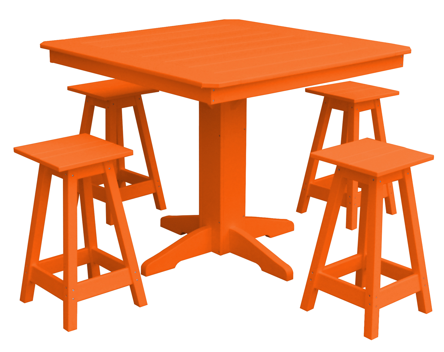 Bryton Park Poly Furniture Recycled Plastic 44in. Square Counter Table with Square Counter Stools 5 Piece Set (Counter Height) - LEAD TIME TO SHIP 3 WEEKS OR LESS