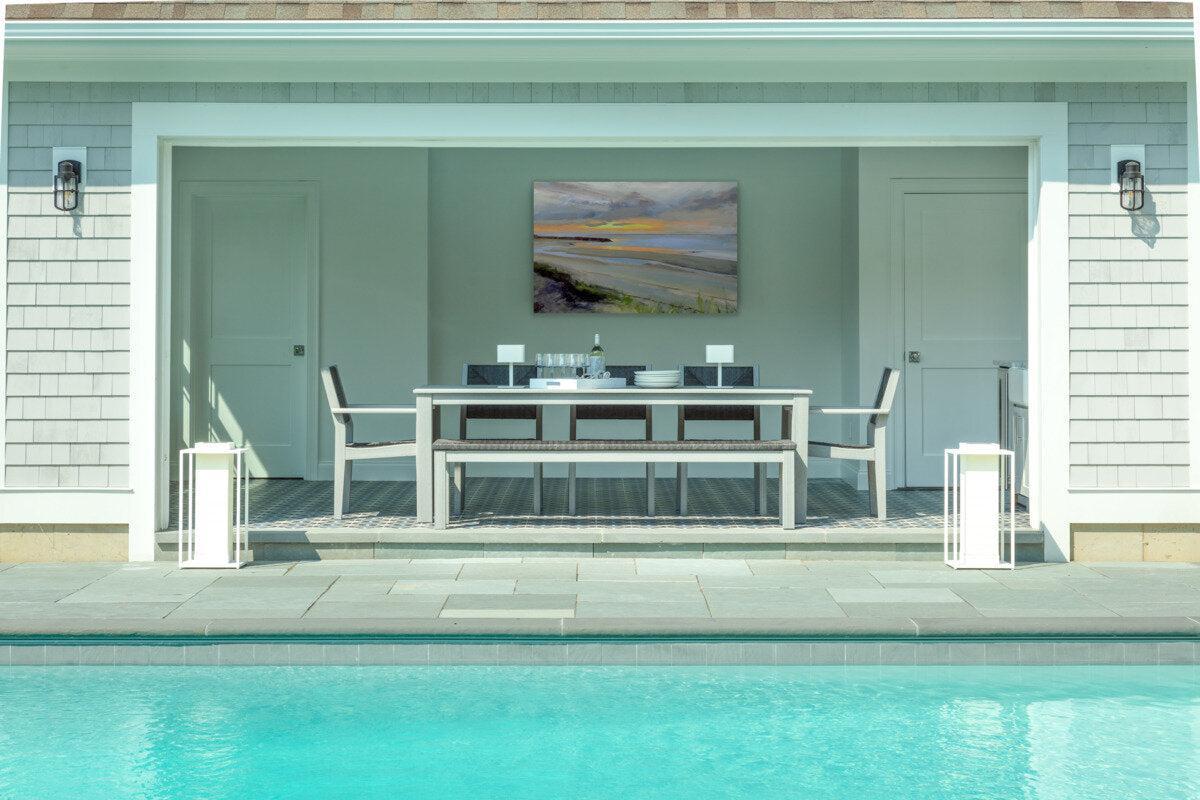 Seaside Casual Recycled Plastic Greenwich 80" Dining Bench (WOVEN) - LEAD TIME TO SHIP 4 TO 6 WEEKS