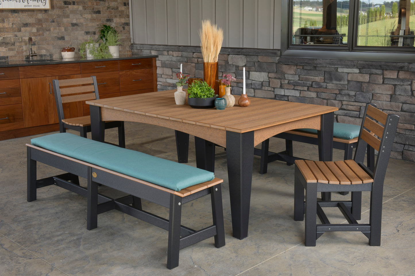 LuxCraft Recycled Plastic 72" Café Dining Bench (DINING HEIGHT) - LEAD TIME TO SHIP 3 TO 4 WEEKS