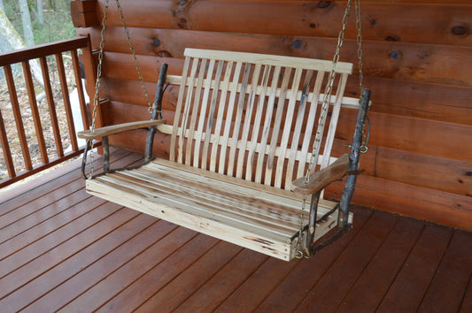 A&L Furniture Co. Timberlux Rustic Hickory 4' Porch Swing - LEAD TIME TO SHIP 10 BUSINESS DAYS