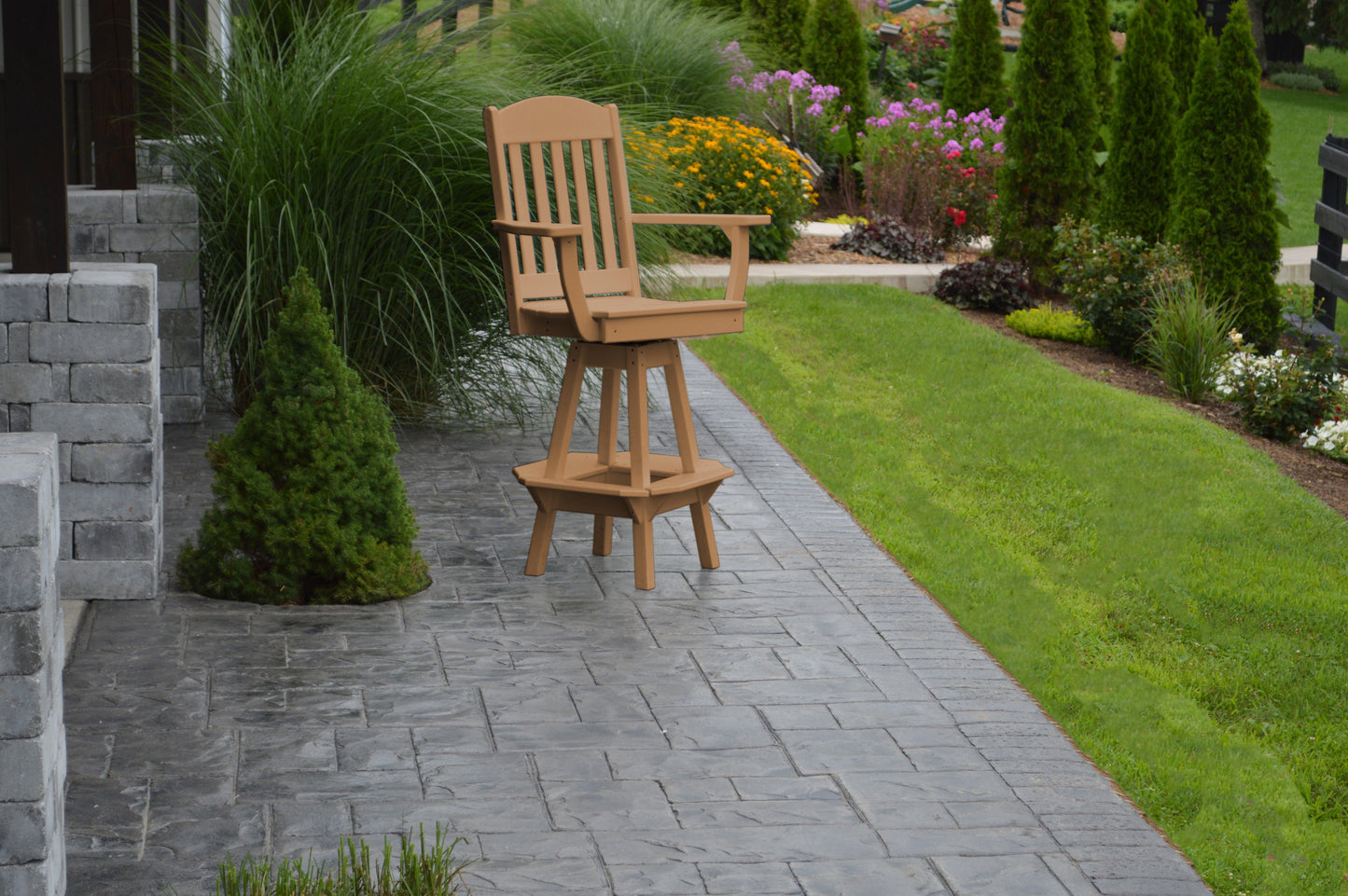 Bryton Park Poly Furniture Recycled Plastic Classic Swivel Counter Chair w/ Arms (COUNTER HEIGHT) - LEAD TIME TO SHIP 10 BUSINESS DAYS