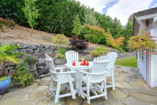 Bryton Park Poly Furniture Recycled 4' Oval Table with Fanback Balcony Chairs 5 Piece Set (Counter Height) - LEAD TIME TO SHIP 10 BUSINESS DAYS