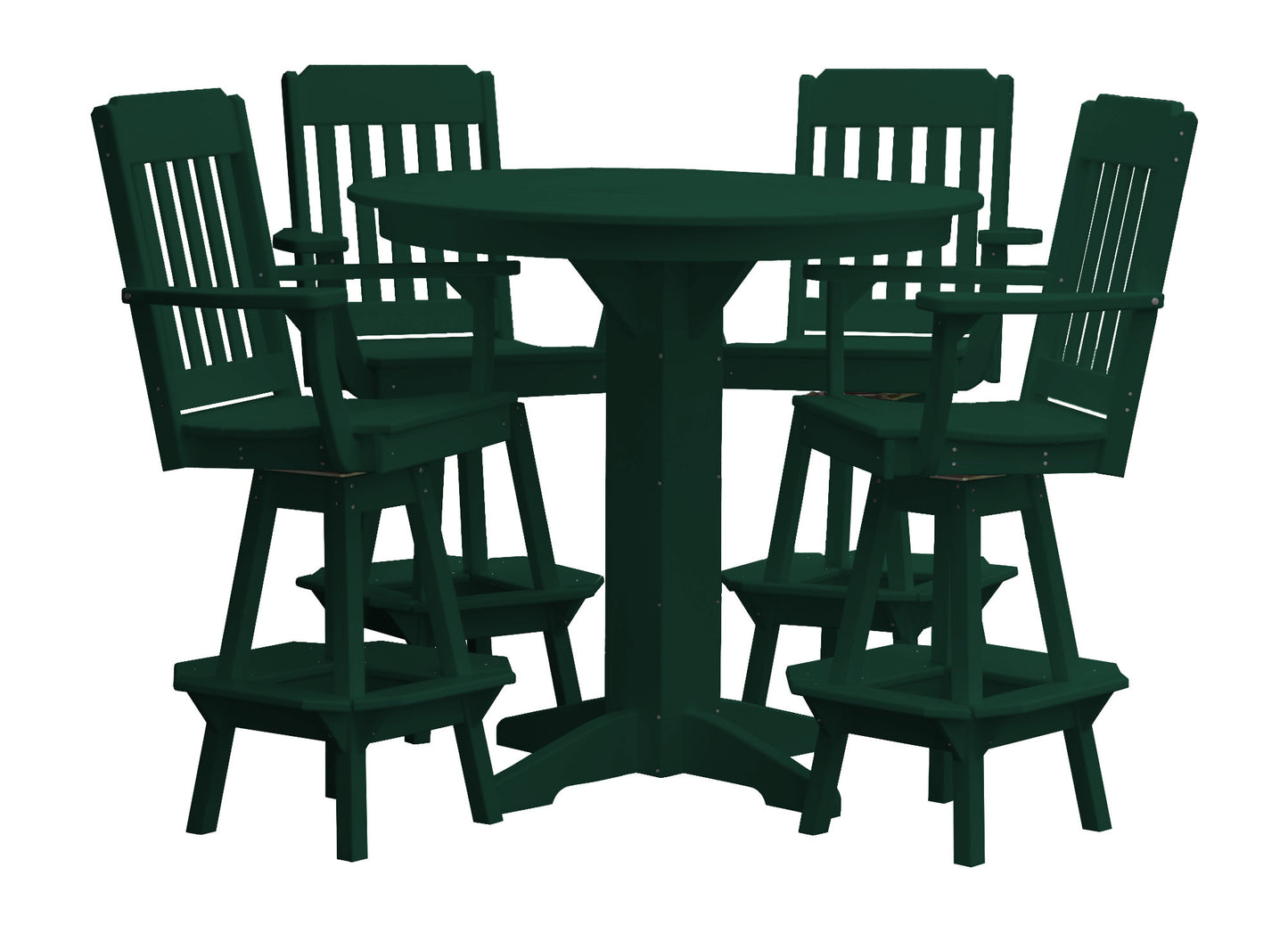 Bryton Park Poly Furniture Recycled Plastic 44in Round Bar Height Table with Traditional Swivel Chairs 5 Piece Set - LEAD TIME TO SHIP 10 BUSINESS DAYS
