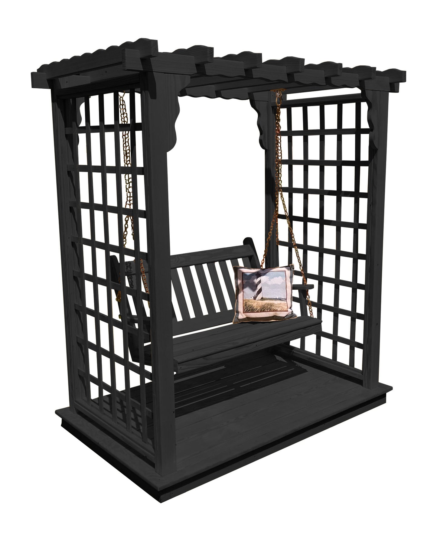 Backyard Crafts 6' Lexington Pressure Treated Pine Arbor w/ Deck & Swing - LEAD TIME TO SHIP 10 BUSINESS DAYS