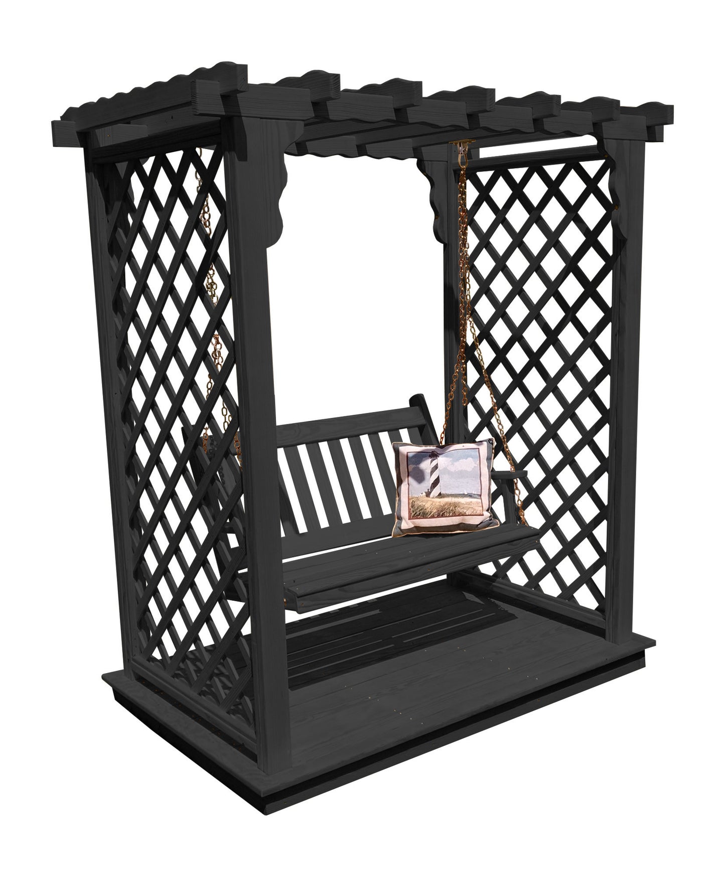 Backyard Crafts 5' Covington Pressure Treated Pine Arbor w/ Deck & Swing - LEAD TIME TO SHIP 10 BUSINESS DAYS