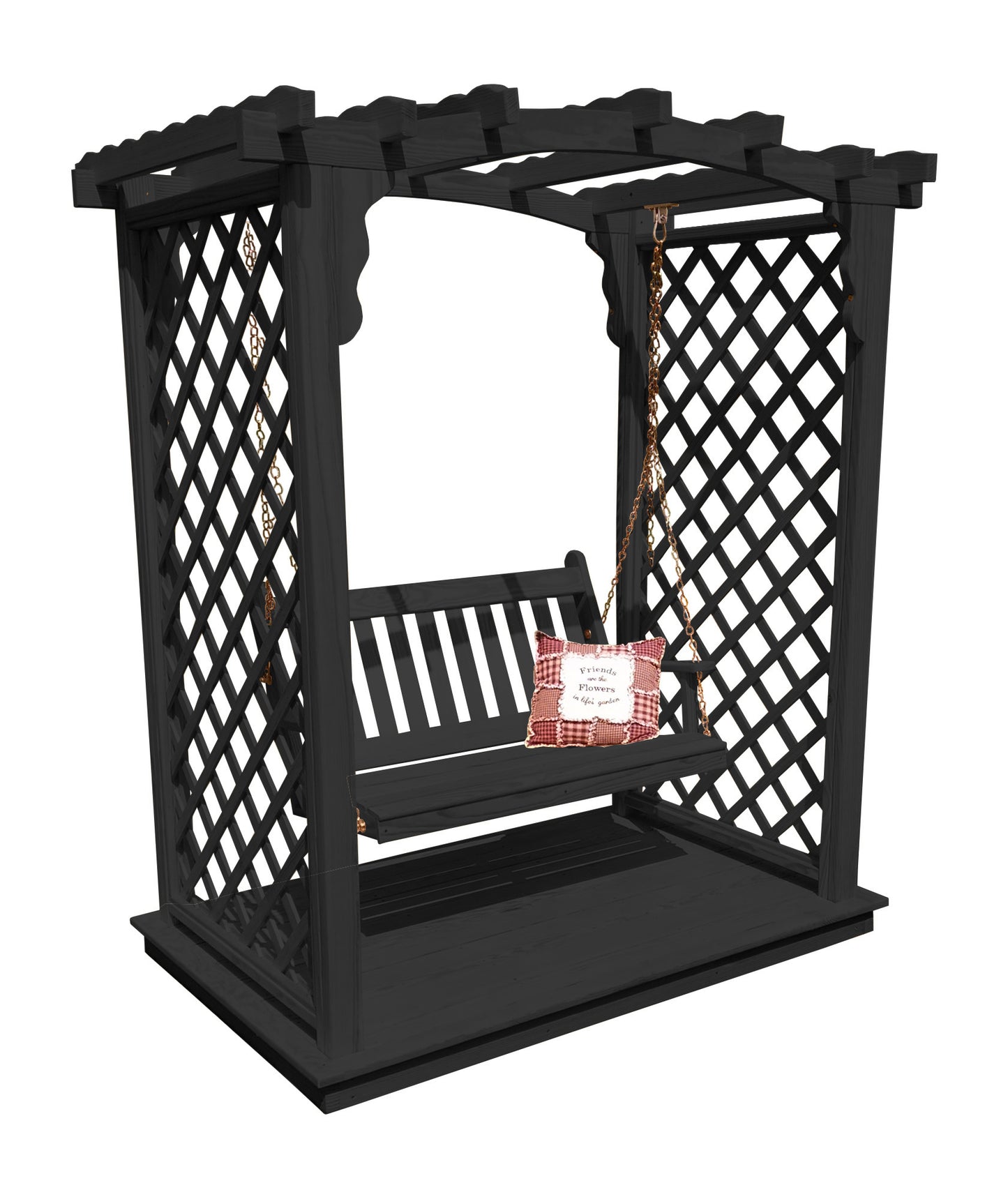 Backyard Crafts 6' Jamesport Pressure Treated Pine Arbor w/ Deck & Swing - LEAD TIME TO SHIP 10 BUSINESS DAYS