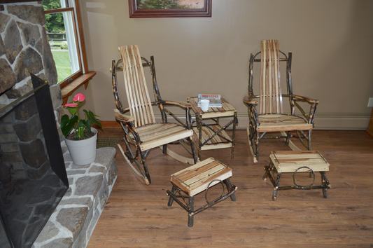 A&L Furniture Co. Timberlux Rustic Hickory 5 Piece Rocking Chair Set - LEAD TIME TO SHIP 10 BUSINESS DAYS