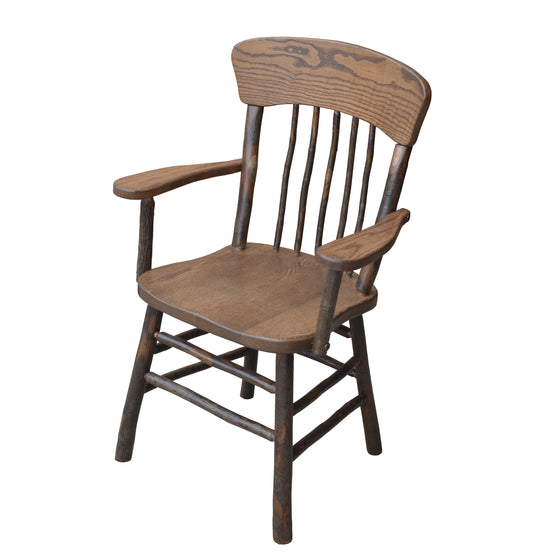 A&L Furniture Co. Timberlux Rustic Hickory Panel Back Dining Chair With Arms - LEAD TIME TO SHIP 10 BUSINESS DAYS