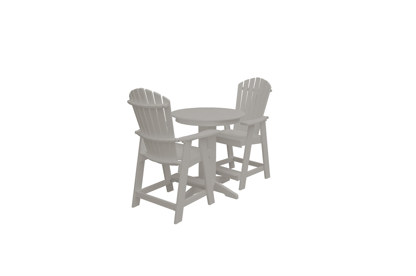 Bryton Park Poly Furniture Recycled Plastic 33in. Round Counter Table with Fanback Balcony Chairs 3 Piece Set (Counter Height) - LEAD TIME TO SHIP 10 BUSINESS DAYS