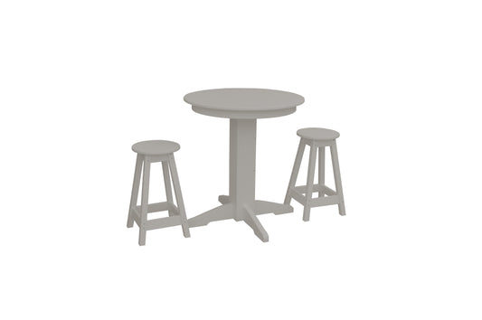 Bryton Park Poly Furniture Recycled Plastic 33in. Round Table Counter Stools 3 Piece Set (Counter Height) - LEAD TIME TO SHIP 10 BUSINESS DAYS
