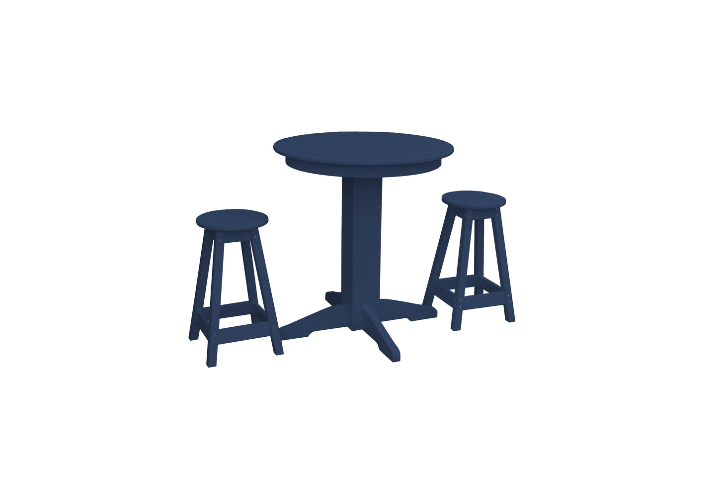 Bryton Park Poly Furniture Recycled Plastic 33in. Round Table Counter Stools 3 Piece Set (Counter Height) - LEAD TIME TO SHIP 10 BUSINESS DAYS