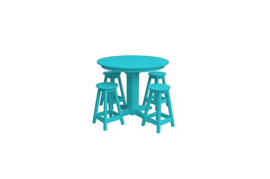 Bryton Park Poly Furniture Recycled Plastic 44in. Balcony Table with 4 Round Counter Stools 5 Piece Set (Counter Height) - LEAD TIME TO SHIP 10 BUSINESS DAYS
