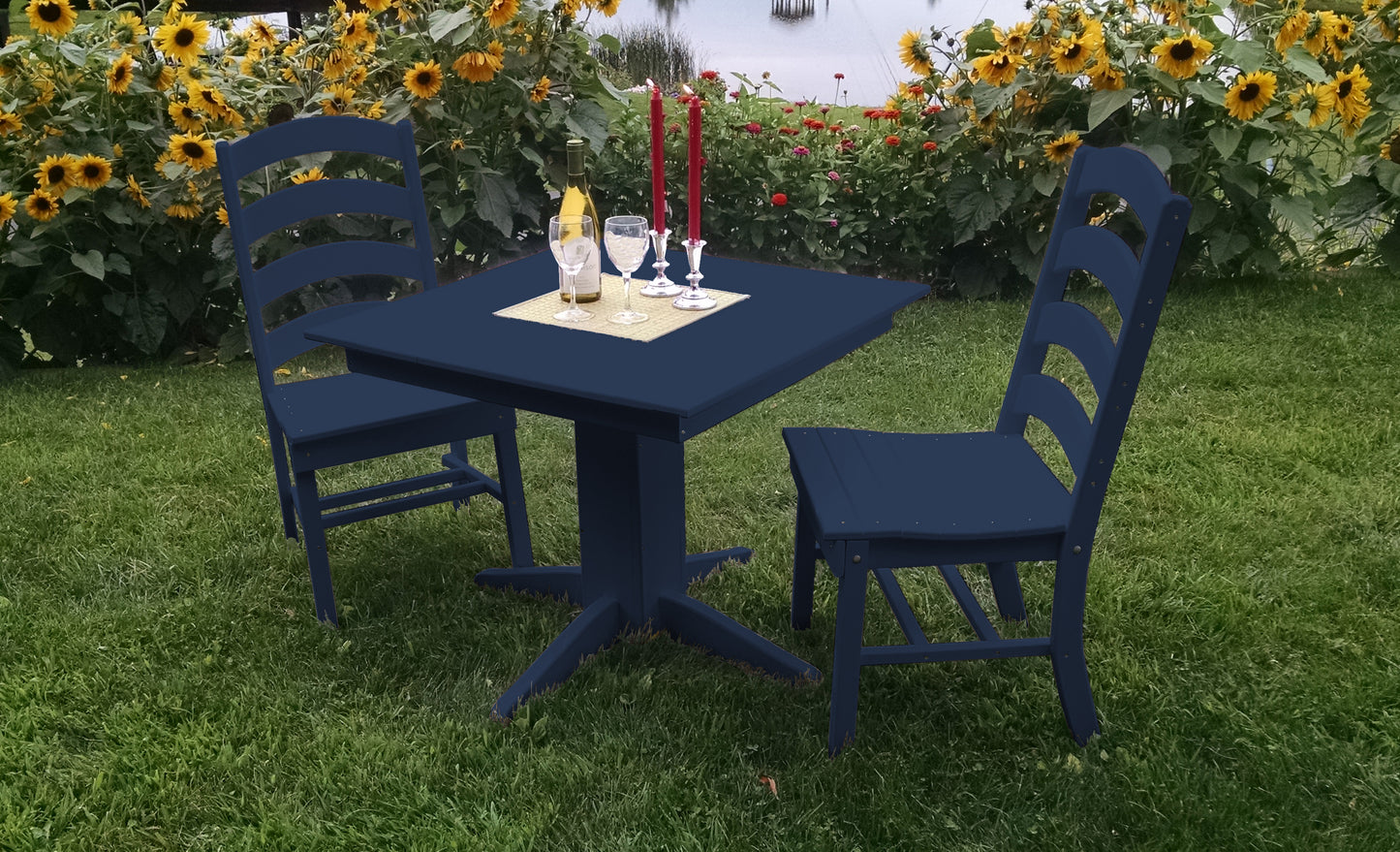 Bryton Park Poly Furniture Recycled Plastic Square Table with Ladderback Dining Chairs Dining Set - LEAD TIME TO SHIP 3 WEEKS OR LESS