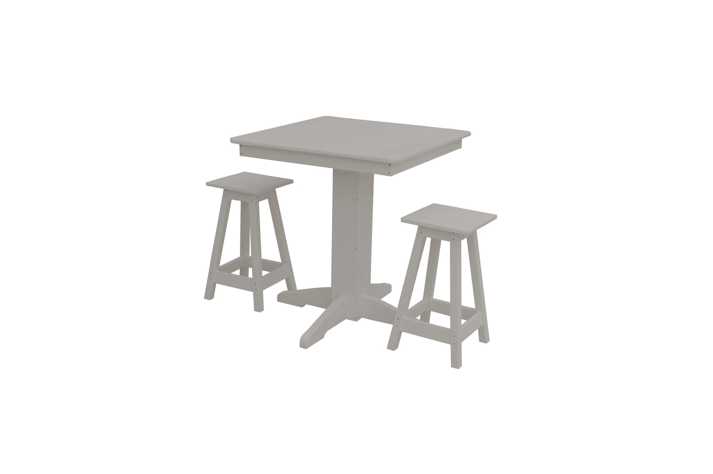 Bryton Park Poly Furniture Recycled Plastic 33in. Square Balcony Table with Square Stools 3 Piece Set (Counter Height) - LEAD TIME TO SHIP 10 BUSINESS DAYS