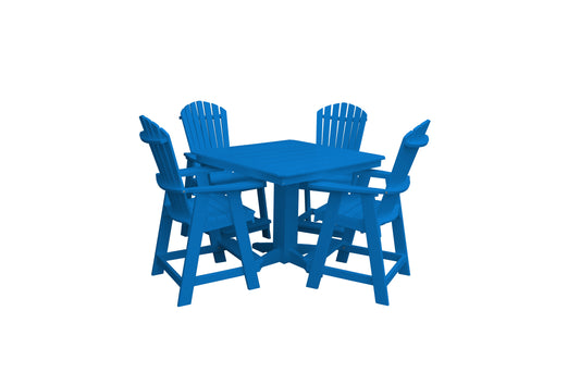 Bryton Park Poly Furniture Recycled Plastic 44in. Square Table with Fanback Balcony Chair 5 Piece Set (Counter Height) - LEAD TIME TO SHIP 10 BUSINESS DAYS
