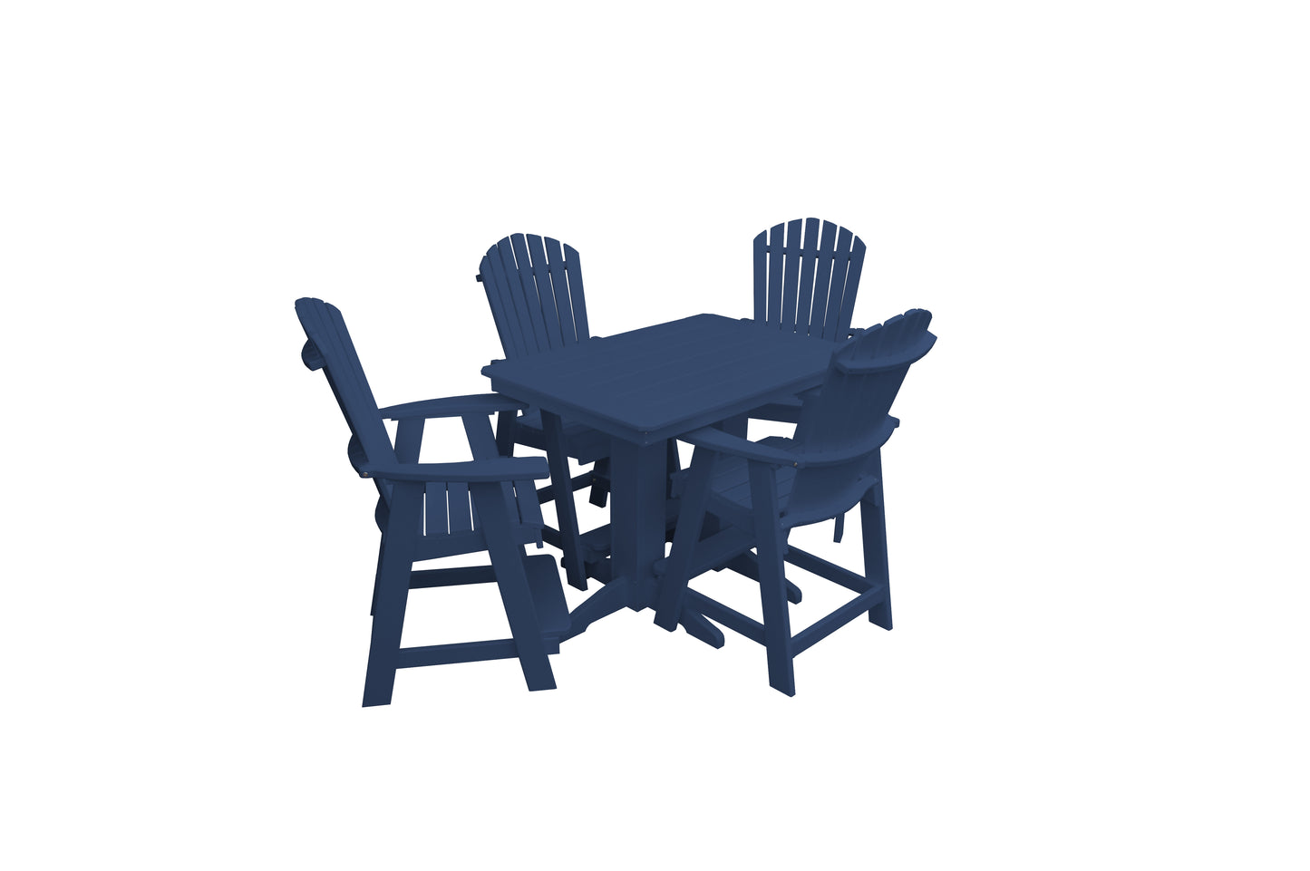 Bryton Park Poly Furniture Recycled 4' Plastic Table Plastic with Fanback Balcony Chairs 5 Piece Set (Counter Height) - LEAD TIME TO SHIP 10 BUSINESS DAYS