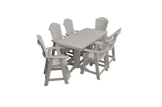Bryton Park Poly Furniture Recycled 6' Rectangular Table with Fanback Balcony Chairs 7 Piece Set (Counter Height) - LEAD TIME TO SHIP 10 BUSINESS DAYS