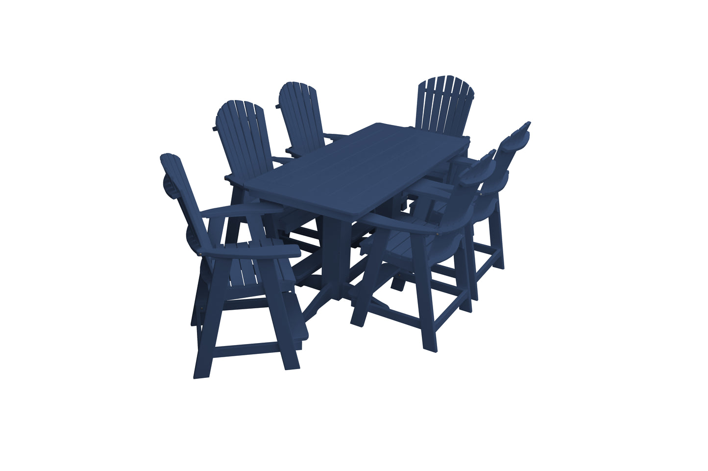 Bryton Park Poly Furniture Recycled 6' Rectangular Table with Fanback Balcony Chairs 7 Piece Set (Counter Height) - LEAD TIME TO SHIP 10 BUSINESS DAYS