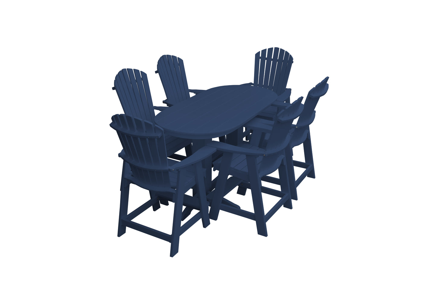 Bryton Park Poly Furniture Recycled 6' Oval Table with Fanback Balcony Chairs 7 Piece Set (Counter Height) - LEAD TIME TO SHIP 10 BUSINESS DAYS