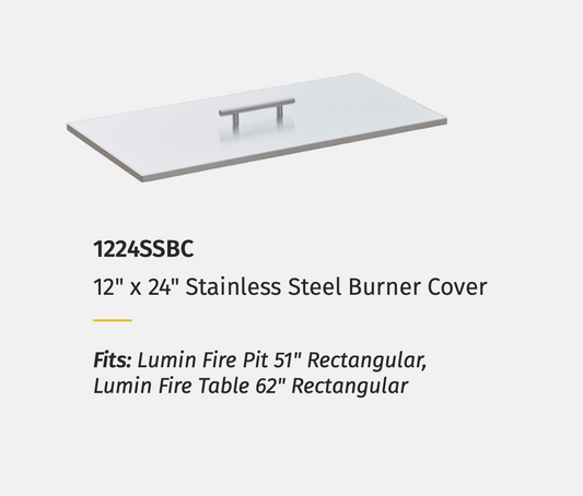 LuxCraft Lumin 12" x 24" Stainless Steel Burner Cover - LEAD TIME TO SHIP 7 BUSINESS DAYS OR LESS