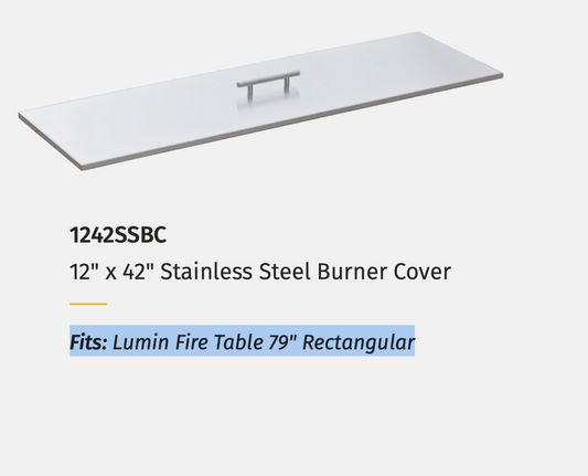 LuxCraft Lumin 12" x 42" Stainless Steel Burner Cover - LEAD TIME TO SHIP 3 TO 4 WEEKS