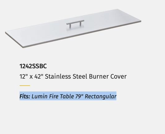 LuxCraft Lumin 12" x 42" Stainless Steel Burner Cover - LEAD TIME TO SHIP 7 BUSINESS DAYS OR LESS