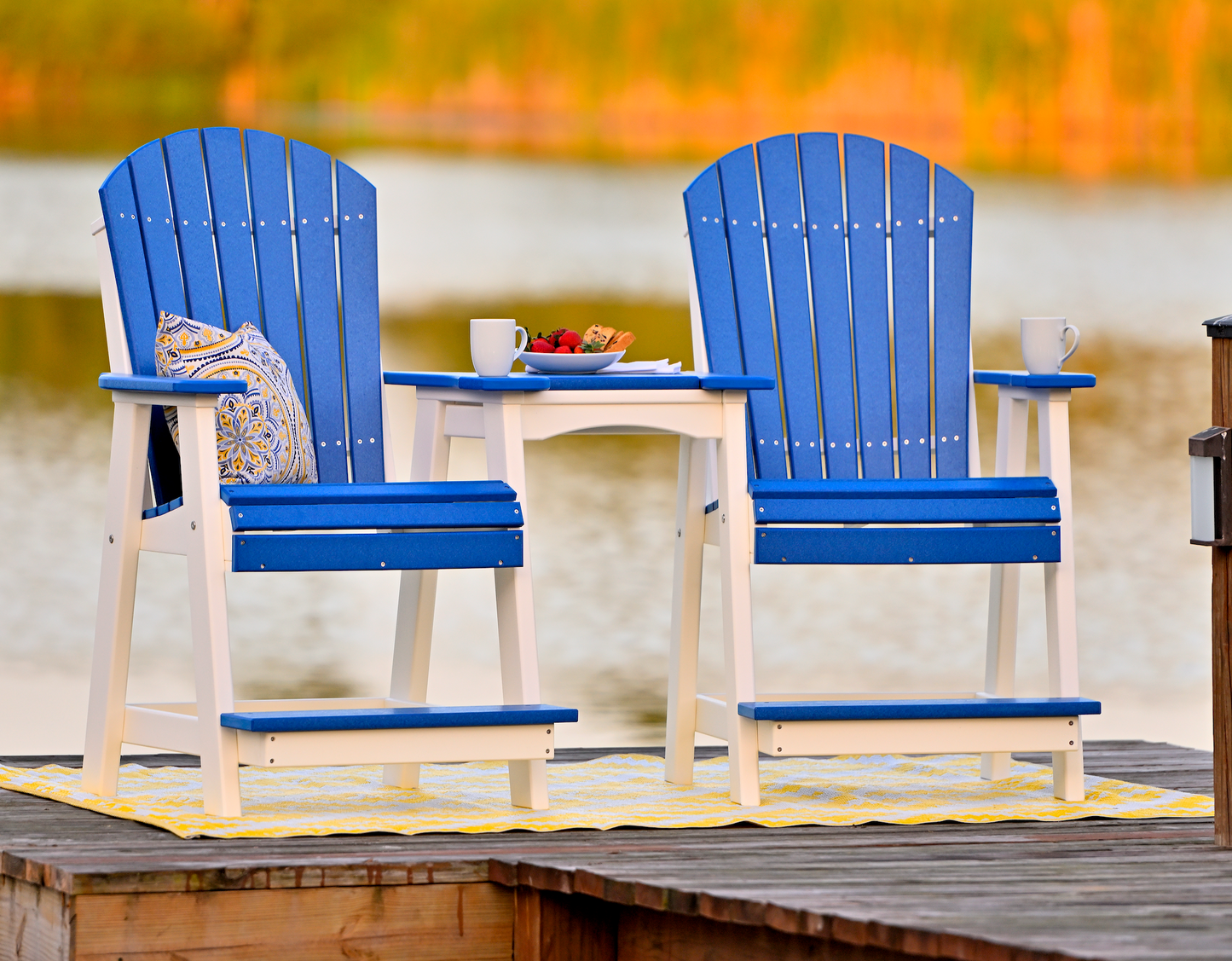 LuxCraft Recycled Plastic Counter Height Adirondack Tete-a-Tete Balcony Set  - LEAD TIME TO SHIP 7 BUSINESS DAYS OR LESS