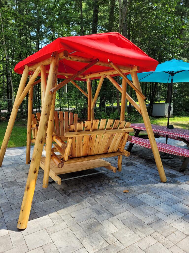 Moon Valley Rustic Outdoor Cedar Log Double Glider With Optional Canopy - LEAD TIME TO SHIP: (UNFINISHED - 2 WEEKS) - (FINISHED - 4 WEEKS)