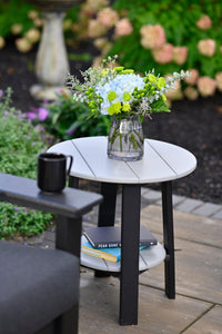 luxcraft recycled plastic deluxe end table dove gray on black