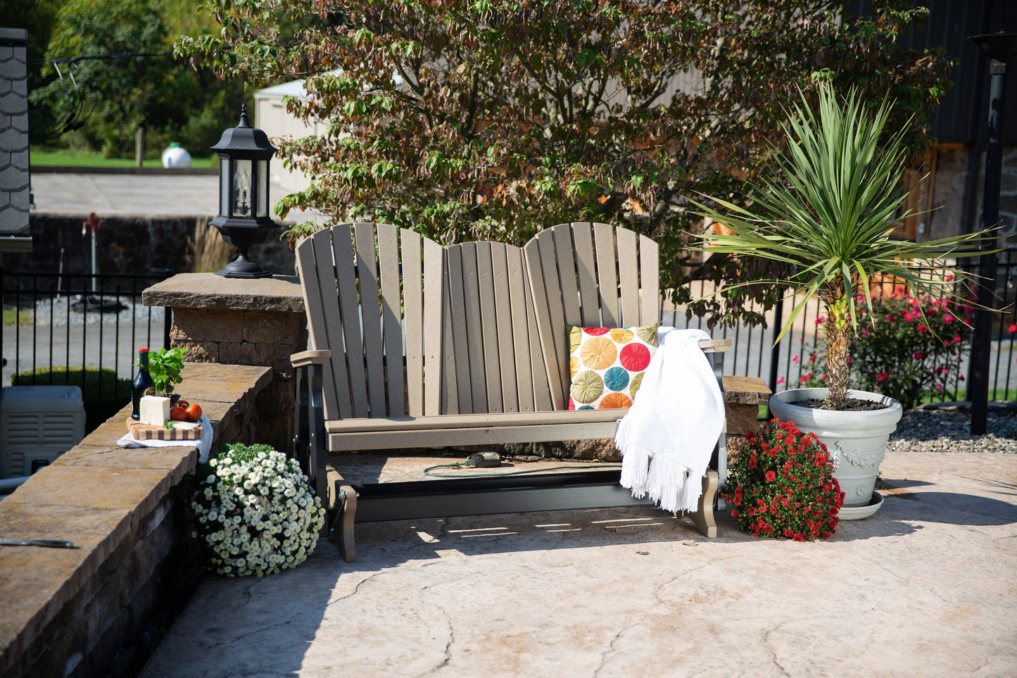 Leisure Lawns Amish Made Recycled Plastic 5' Fan-Back Console Glider Model #342 - LEAD TIME TO SHIP 4 WEEKS