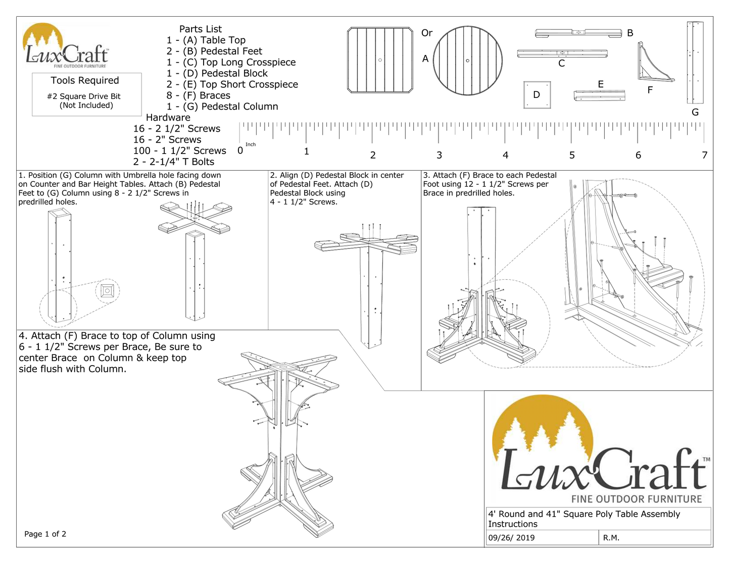 LuxCraft Recycled Plastic 4' Round Table (COUNTER HEIGHT) - LEAD TIME TO SHIP 3 TO 4 WEEKS