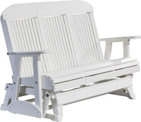 LuxCraft Classic Highback 5ft. Recycled Plastic Glider with Flip Down Center Console - Rocking Furniture