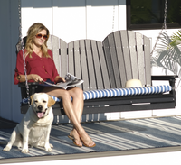 LuxCraft Adirondack 5ft. Recycled Plastic Porch Swing with Flip Down Center Console - Black