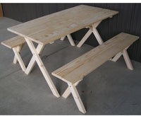 A & L Furniture Co. Yellow Pine 5' Economy Table with 2 benches  - Ships FREE in 5-7 Business days - Rocking Furniture