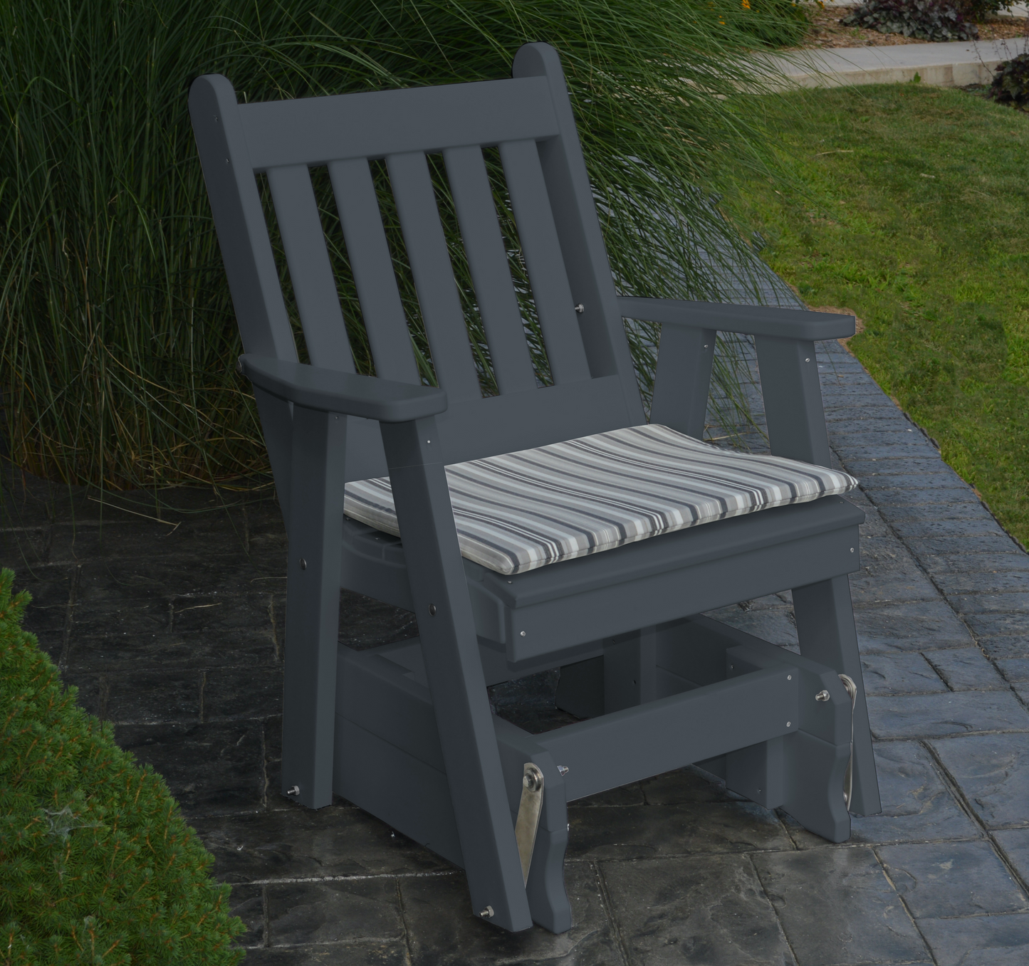 Bryton Park Poly Furniture Recycled Plastic Traditional English Glider Chair - LEAD TIME TO SHIP 2 WEEKS OR LESS